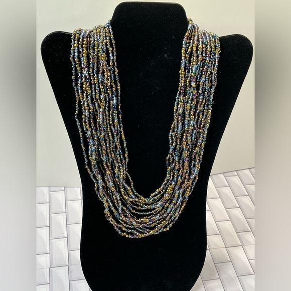 Multicolored Seed Bead Womens Artisan Made Drape Necklace Bohemian Bollywood - Picture 1 of 8